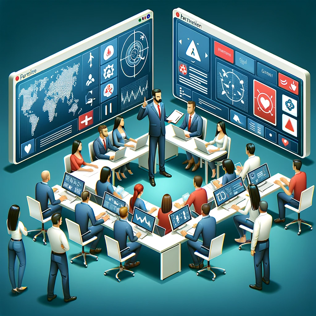 DALL·E 2024-01-16 16.45.24 - Image pour la section 'Formations sur mesure' montrant un formateur et des participants dans un environnement de formation interactif et personnalisé